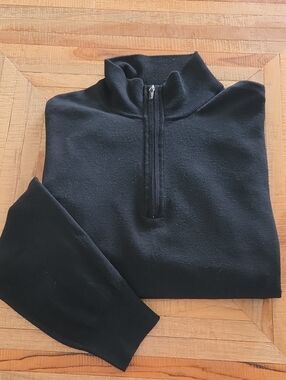 Pal Zileri Italy Black Half-Zip Mock Neck Sweater Black 100% New Wool Soft XXL